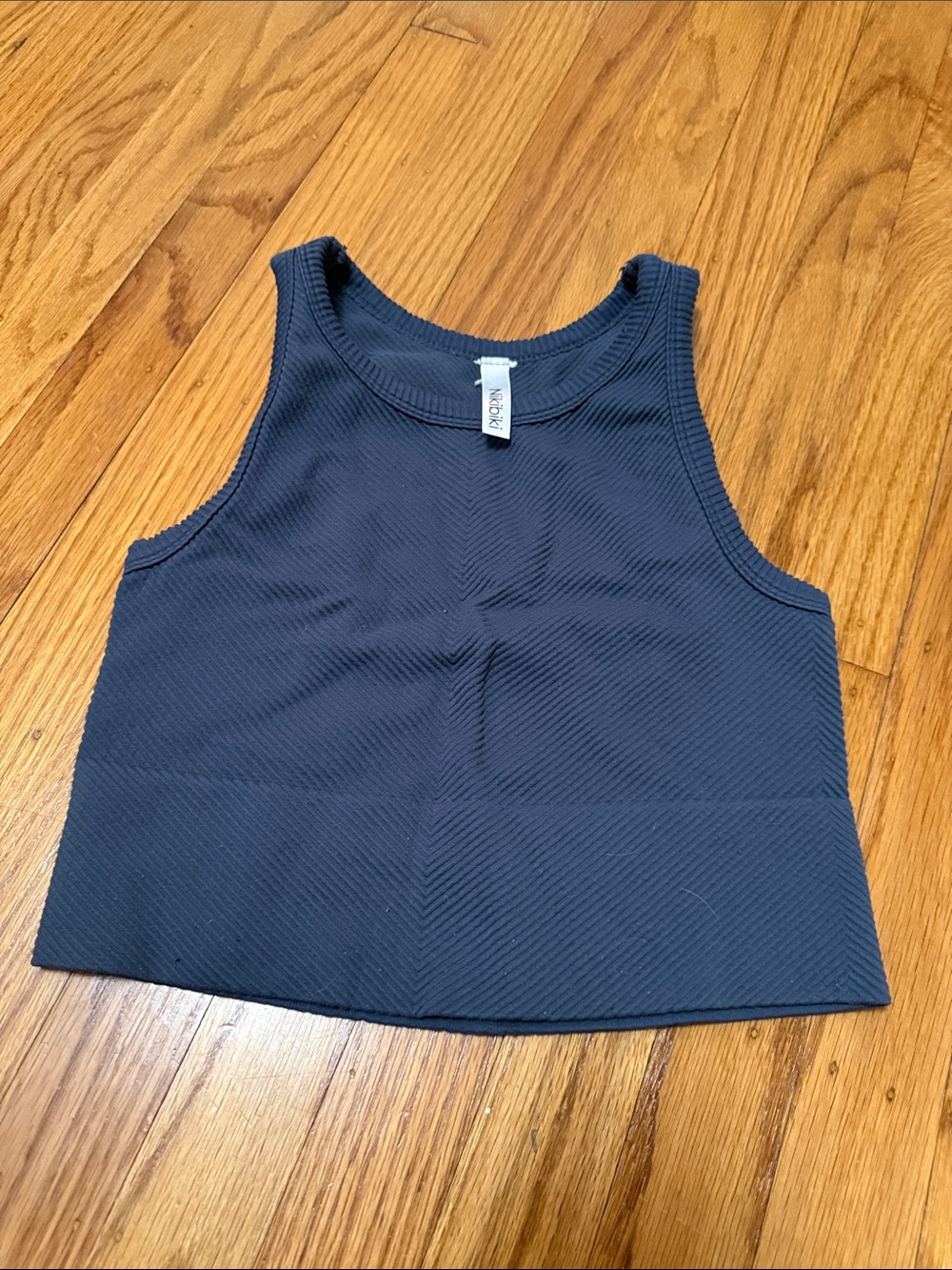 Navy Ribbed Crop Tank